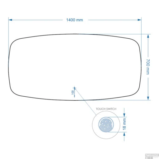 Badkamerspiegel BWS Torea 140x70cm Horizontaal LED Incl. Verwarming -Badkamerbenodigdheden Winkel 33768 162061 tech