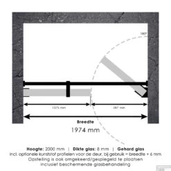 Nisdeur Compleet Just Creating Profielloos 2-Delig 200x200 Cm 140/60 Mat Zwart -Badkamerbenodigdheden Winkel 4jc14 140 60a t