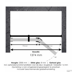 Nisdeur Compleet Just Creating Profielloos 2-Delig (Draaideur Bevestigd Op Inloopwand) 140x200 Cm 80/60 Chroom -Badkamerbenodigdheden Winkel 4jc15 80 60 t 1