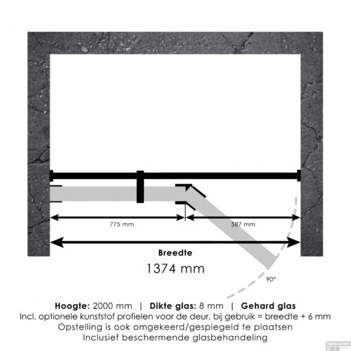 Nisdeur Compleet Just Creating Profielloos 2-Delig (Draaideur Bevestigd Op Inloopwand) 140x200 Cm 80/60 Chroom -Badkamerbenodigdheden Winkel 4jc15 80 60 t 1