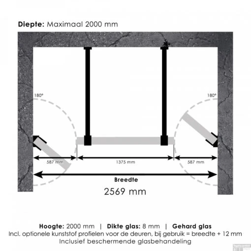 Niscabine XL Compleet Just Creating 260x200 Cm 60/140/60 Koper -Badkamerbenodigdheden Winkel 4jc17 60 140 60 t 3