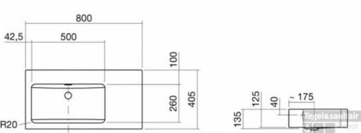 Alape Wt Serie Wastafel 80x40,5x12,5 Cm. Afleg Links Wit -Badkamerbenodigdheden Winkel 75774