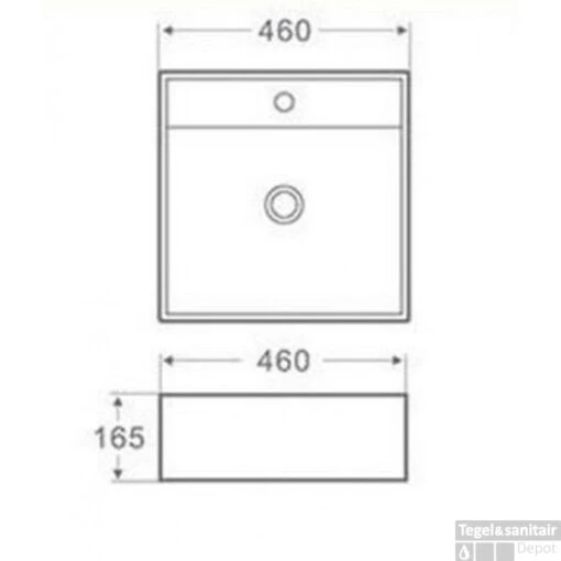 BWS Wastafel Freya Keramiek 46x46x16.5 Cm Wit -Badkamerbenodigdheden Winkel bws freya wastafel 460x460x165mm tech