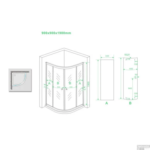 BWS Douchecabine | Kwartrond 90x90x190cm | 5mm Helder Glas -Badkamerbenodigdheden Winkel bws kwartronde douchecabine 90x90x190 cm 5mm tech