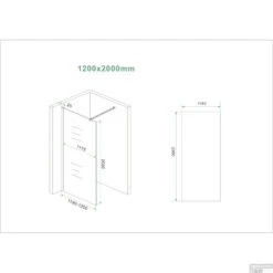 BWS Inloopdouche Pro Line Helderglas 120x200 8mm Nano Coating Chroom Profiel En Stang -Badkamerbenodigdheden Winkel inloopdouche proline 120x200 8mm nano coating tech 1 12