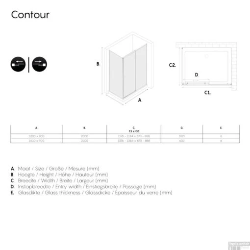 Sealskin Contour Douchecabine Met Schuifdeur 140x90 Cm 6 Mm Helder Glas RVS -Badkamerbenodigdheden Winkel sealskin get wet contour douchecabine 140x90 cm rvs tech