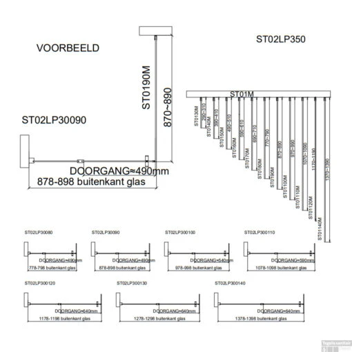 Douchecabine Van Rijn ST02 350 Zwart -Badkamerbenodigdheden Winkel st02lp350zw tech