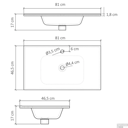 Wastafel Differnz Sofi 80 X 46 CM Wit -Badkamerbenodigdheden Winkel