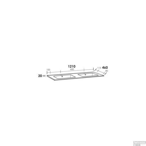 Wastafelblad Keramiek Pisa 120 2 Kraangaten -Badkamerbenodigdheden Winkel wastafelblad exclusive line pisa 120 2 keramiek 2 kraangaten tech